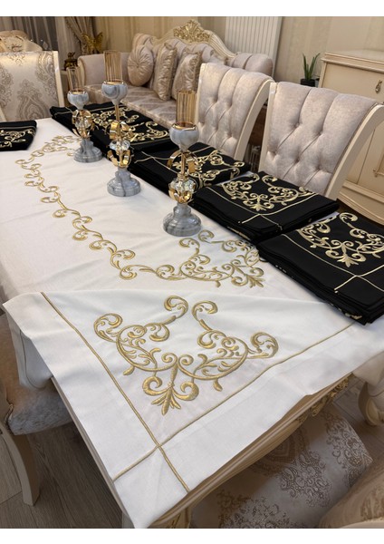 Masa Örtüsü Gold Işlemeli Leke Tutmaz Gardenya Kumaş fırsatları