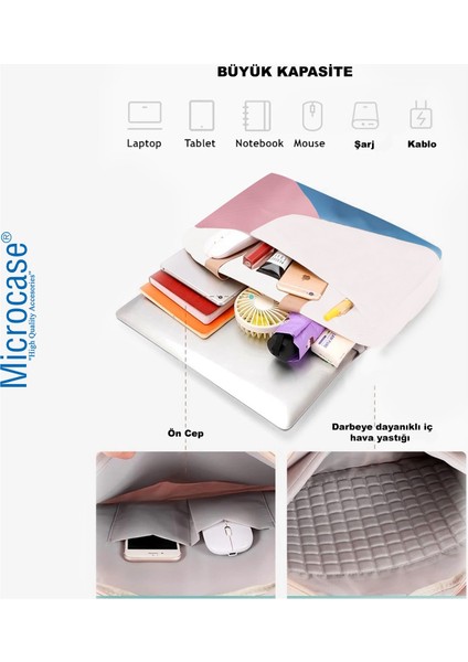 Huawei Magicbook 14 Için Macbook Çantası 2 Bölmeli AL4227 Krem Pembe Mavi fiyatları