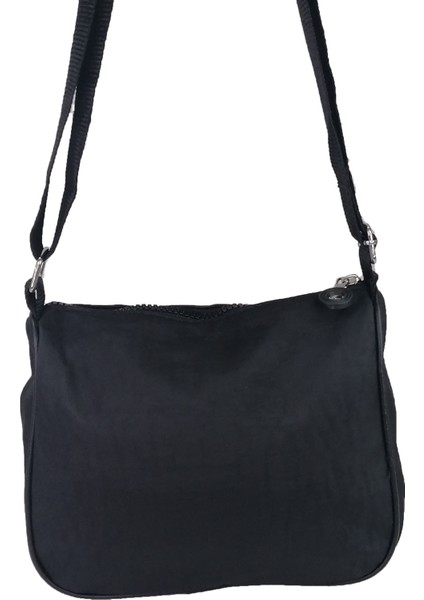 LV-2218 Krinkıl Kumaş Kadın Omuz Çantası - Siyah