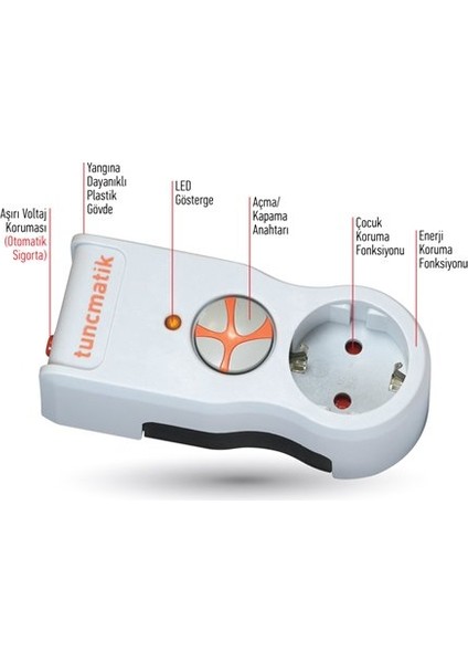 Beyaz Tekli Akım Korumalı Priz TSK5078