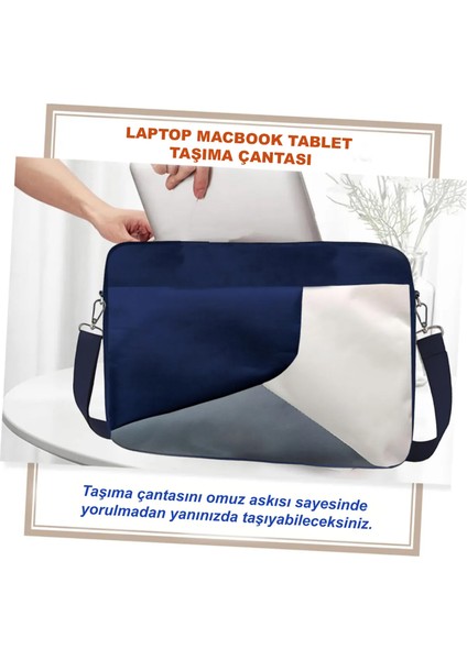 Macbook Pro Retina 12'' Için Macbook Çantası 2 Bölmeli AL4228 Lacivert Gri Krem