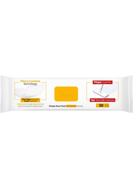 Easy Clean Arap Sabunu Katkılı Mopa Uyumlu Yer Temizlik Havlusu&Mendili 50 Yaprak