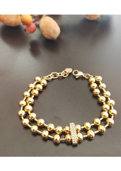 Kadın Çelik Dorika Top Model Zirkon Taşlı Gold Bileklik fırsatları