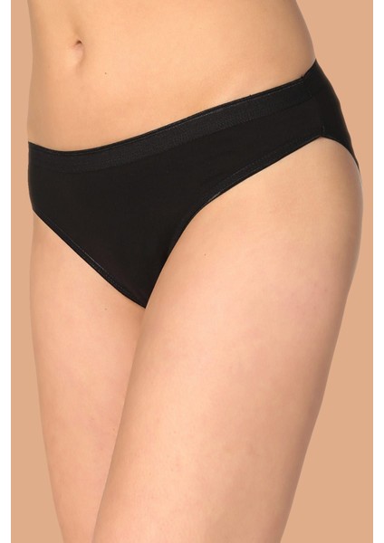 Kadın Siyah 6'lı Paket Pamuklu Su Yolu Bikini Külot