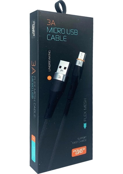 HC01 Ip Örgülü 3A Micro USB Şarj ve Data Kablosu