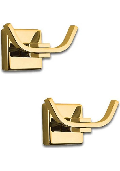 Gold Askılık Gold Banyo Havluluk Ikili Bornozluk Pirinç Malzeme Paslanmaz 2 Adet Set