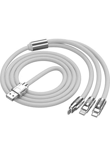 120W Turbo Şarj Kablosu 3 In 1 6A LED Işıklı Typec Apple iPhone Micro USB