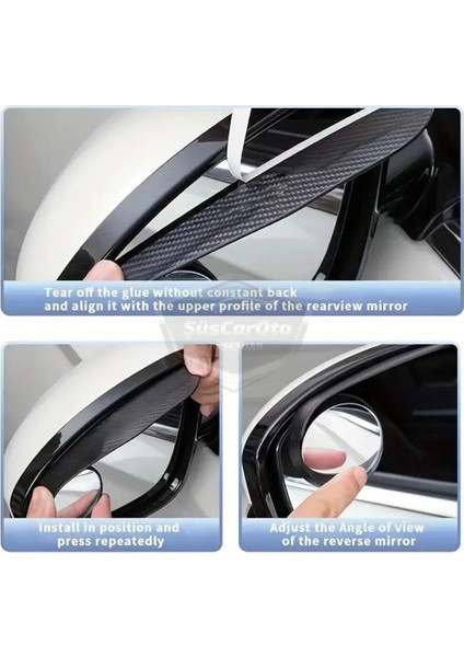Oto Araç Açısı Ayarlanabilir Yuvarlak Kör Nokta Aynası ve Ayna Yağmur Koruyucu Önleyici Yağmur Siperliği Karbon fiyatları