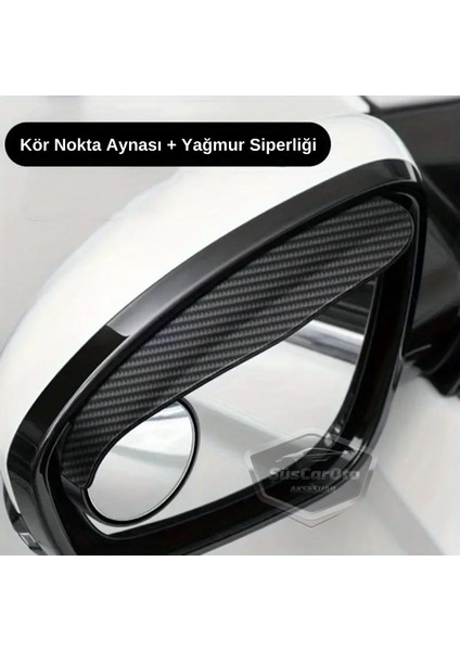 Oto Araç Açısı Ayarlanabilir Yuvarlak Kör Nokta Aynası ve Ayna Yağmur Koruyucu Önleyici Yağmur Siperliği Karbon indirimleri