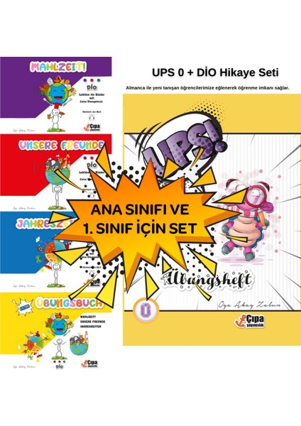 Almanca ile Yeni Tanışanlara Eğlenerek Öğrenme Ups! 0 - Dio Hikaye 5'li Set - Oya Akay Zabun