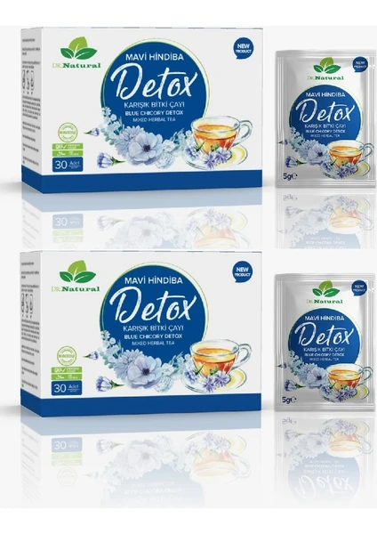 Dr. Natural Mavi Hindiba Detox Karışık Bitki Çayı 30 Şase Mavihindiba Detoks Tozu (2 Adet)