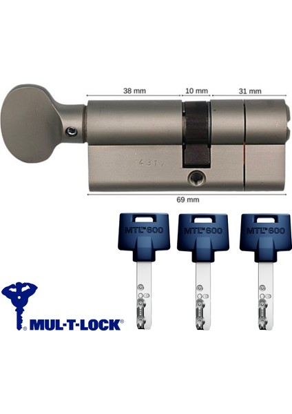 Mtl 600 Tokmaklı Tuzaklı Bilyalı Kapı Kilidi 69 mm