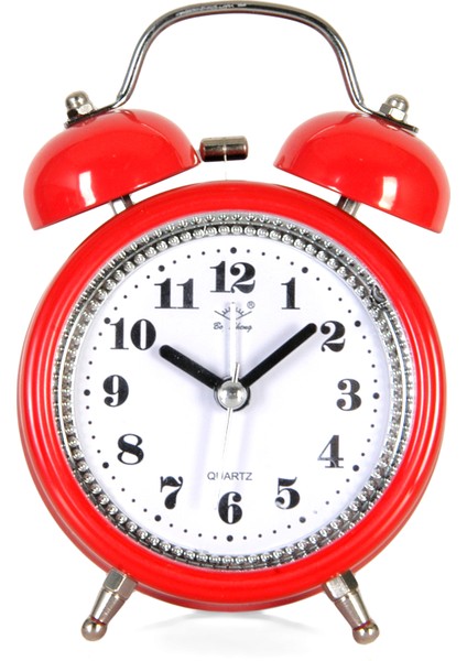 Nostalji Metal Gövde Işıklı Çift Çanlı Kulplu Nostaljik Çalar Saat