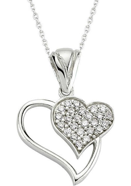 Gümüş Kalpli Bayan Kolye