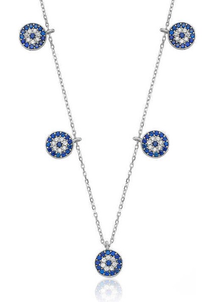 Gümüş Nazarlı Şans Bayan Kolye