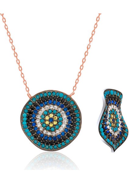 Gümüş Dalgalı Nazar Bayan Kolye