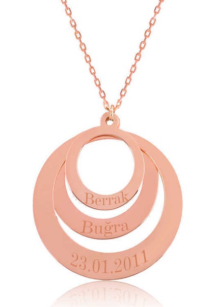 Gümüş Rose Aşk Çemberi İsimli Bayan Kolye