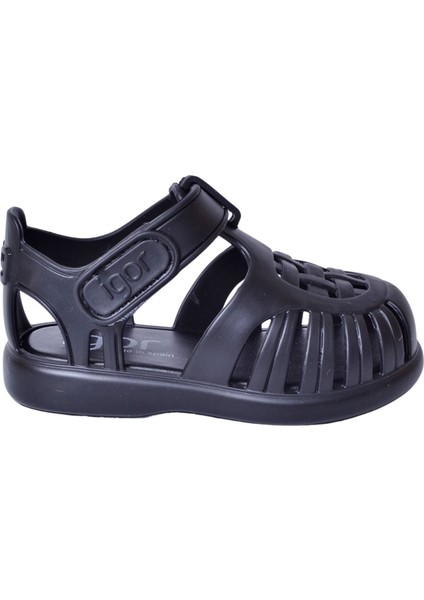 S10271 Tobby Solid Siyah Çocuk Sandalet