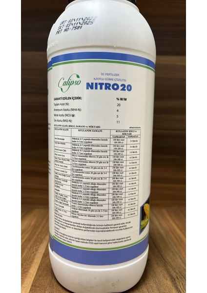NITRO20 Azotlu Yaprak Gübresi