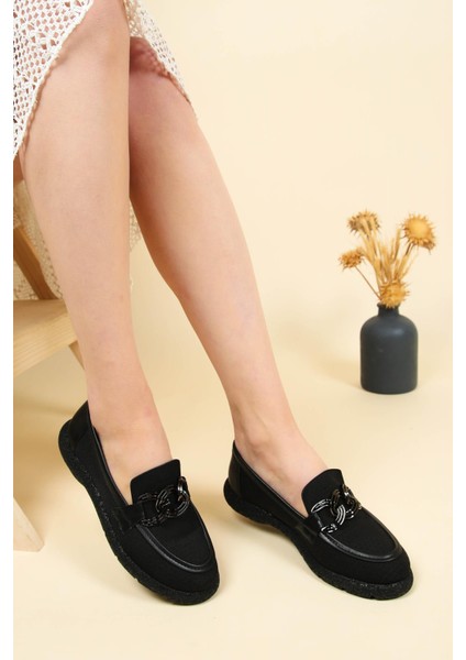Metal Halkalı Delikli Loafer Siyah modelleri