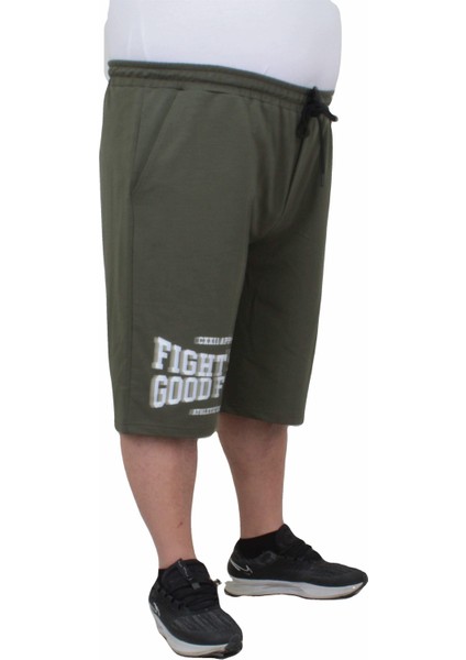 Mocgrande Erkek Büyük Beden Penye Şort Good Fight 24632 Hakı fiyatları