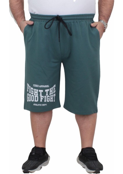 Mocgrande Erkek Büyük Beden Penye Şort Good Fight 24632 Cagla