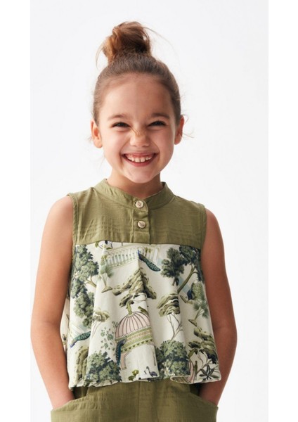 Turuncu Gardrop 4-8 Yaş India Desenli Bluz Ispanyol Kot Kız Çocuk Takım Yeşil fırsatları