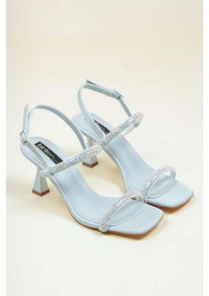 Çift Taşlı Topuklu Ayakkabı Gümüş modelleri