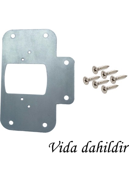 Dolap Kapak Taş Menteşe Tamir Sacı Pratik Onarım Kiti Krom Metal Yuva Tablası 6.5 x 9 cm (4 Adet)