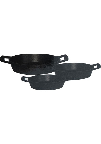 Pırlanta 3 Parça Döküm Granit Sahan Seti 18-20-22 cm Siyah fiyatları