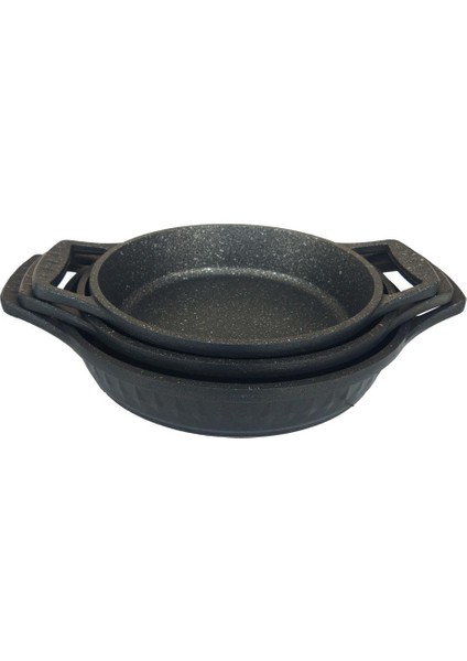 Pırlanta 3 Parça Döküm Granit Sahan Seti 18-20-22 cm Siyah fırsatları