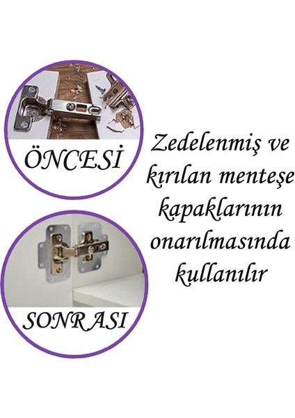 Dolap Kapak Taş Menteşe Tamir Sacı Pratik Onarım Kiti Krom Metal Yuva Tablası 6.5 x 9 cm (8 Adet)