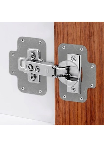Dolap Kapak Taş Menteşe Tamir Sacı Pratik Onarım Kiti Krom Metal Yuva Tablası 6.5 x 9 cm (8 Adet)