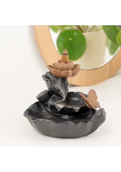 Zen Lotus Kelebek Temalı Geri Akışlı Şelale Tütsülük