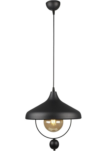 91-100 cm Göksel Tekli Avize Siyah Tek Ebat Modern 1 E27 Siyah Metal