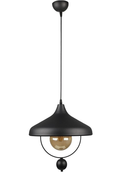 91-100 cm Göksel Tekli Avize Siyah Tek Ebat Modern 1 E27 Siyah Metal