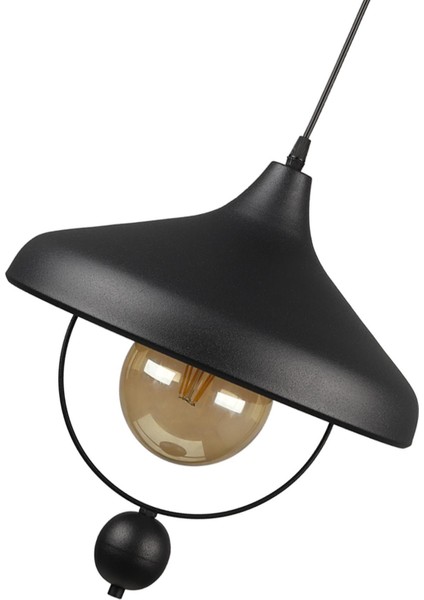 91-100 cm Göksel Tekli Avize Siyah Tek Ebat Modern 1 E27 Siyah Metal