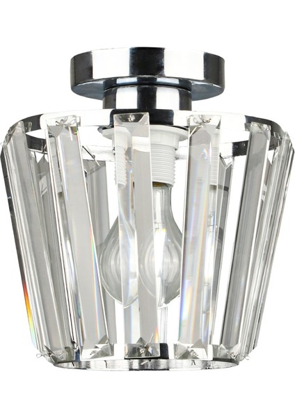 Tek Ebat Neva Tavan Montaj Tekli Avize Krom E27 20 -34 cm Modern Kristal Taş 1 Bej