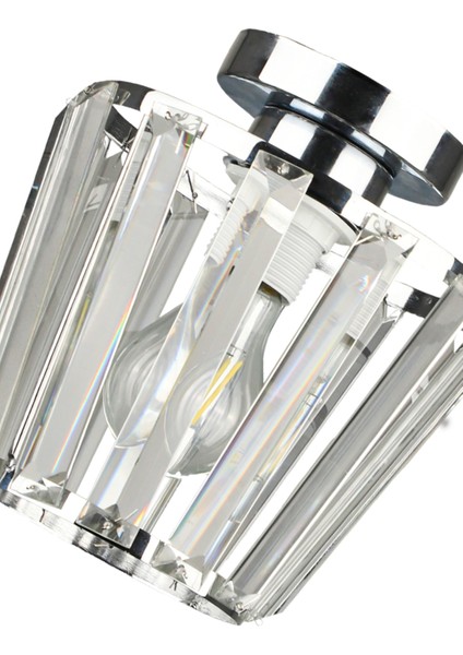 Tek Ebat Neva Tavan Montaj Tekli Avize Krom E27 20 -34 cm Modern Kristal Taş 1 Bej