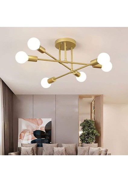 6 Örümcek 6 Lı Çapraz Salon - Mutfak - Yatak Odası Tavan Plofonyer Gold Eskitme Avize(Ampulsüz) E27 fiyatları