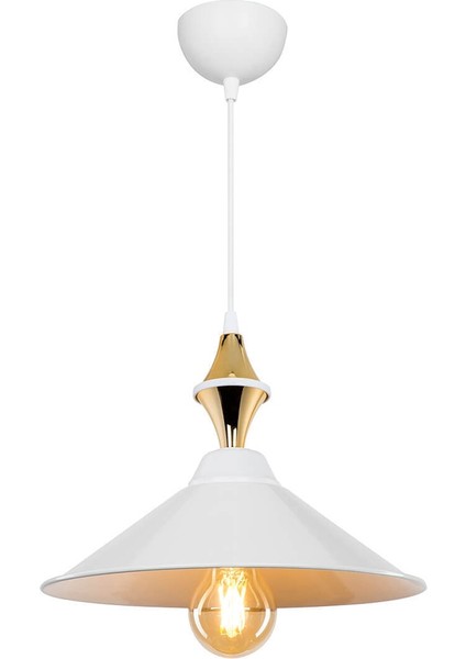 Mutfak Maya Karo Beyaz/gold Tekli Yemek Odası Oturma Odası Salon Mutfak Avize Plastik Beyaz 1 E27