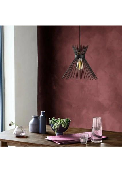 Siyah Kirpi Modern Siyah Salon - Mutfak Tekli Avize Metal E27 1 Mutfak Rustik