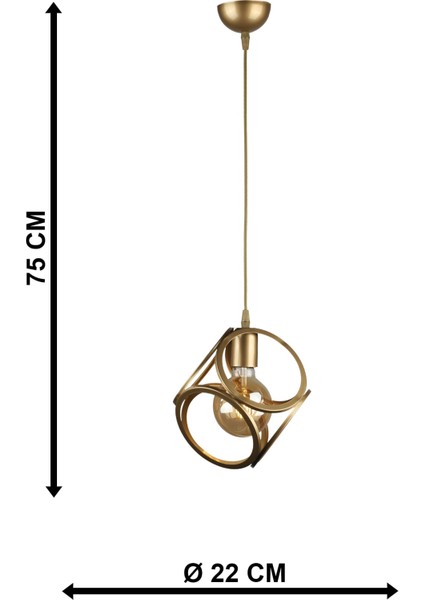 Tek Ebat Lingo Tekli Avize Eskitme Metal Tekli 71-80 cm 1 E27 Altın