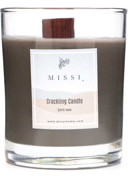 Ahşap Fitilli Patchouli Kokulu Gri Craklıng Vegan Mum (Çıtırtılı Mum) fiyatları