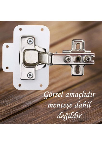 Dolap Kapak Taş Menteşe Tamir Sacı Pratik Onarım Kiti Beyaz Metal Yuva Tablası 6.5 x 9 cm