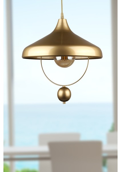 Modern G?ksel Tekli Avize Eskitme 1 Metal 91-100 cm Tek Ebat E27 Altın