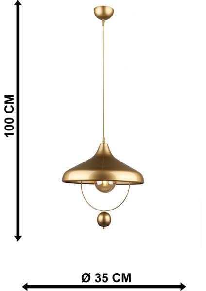 Modern G?ksel Tekli Avize Eskitme 1 Metal 91-100 cm Tek Ebat E27 Altın
