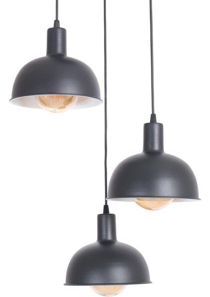 Siyah Prag Modern Çocuk Odası - Cafe - Salon - Mutfak 3 Lü Siyah Renk Sarkıt 3 Lü Avize 3 Metal Mod