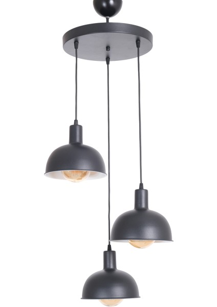 Siyah Prag Modern Çocuk Odası - Cafe - Salon - Mutfak 3 Lü Siyah Renk Sarkıt 3 Lü Avize 3 Metal Mod fiyatları