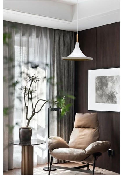 Metal Geniş Metal Avize Ahşap Başlık Mutfak Salon Cafe Ofis Pastane Tekli Sarkıt Lamba Aydınlatma B fırsatları